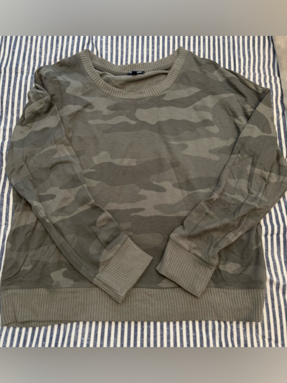 Splendid Olive Camo Crewneck Sweater